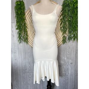 Amanda Uprichard Womens Ivory Sleeveless Parker Hi Low Midi Flounce Hem Dress XS